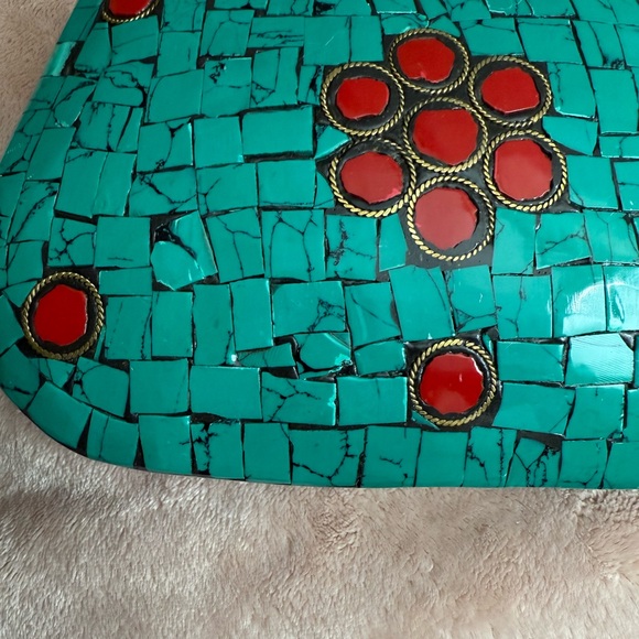 Turquoise and Red Mosaic Women Bag - Picture 9 of 16